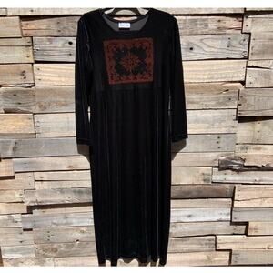 Nina Piccalino Vintage Long Black Velvet Bohemian Whimseygoth Dress Size 10